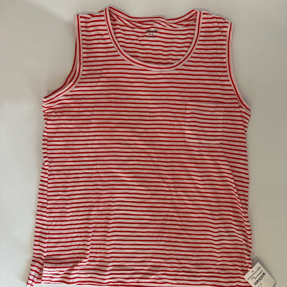NWT - Madewell Red and White Striped Tank Top | Size Small